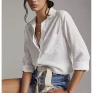 Anthropologie Cloth & Stone Button-Down Shirt, XS, White, Excellent Condition